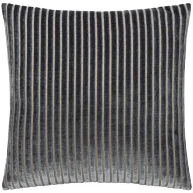 Paoletti Paoletti Savoy Stripe Velvet Cushion in Charcoal Size: 50cm x 50cm Charcoal 50cm x 50cm Unisex 5025532356482