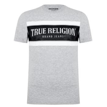 True Religion Arch Stripe Logo T Shirt - Grey