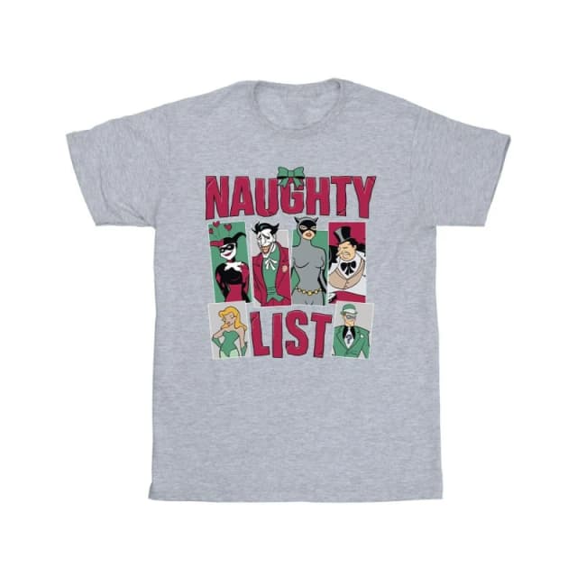 Batman Batman Men Naughty List T-Shirt in Grey Size: Small Grey S Male 5063376825344