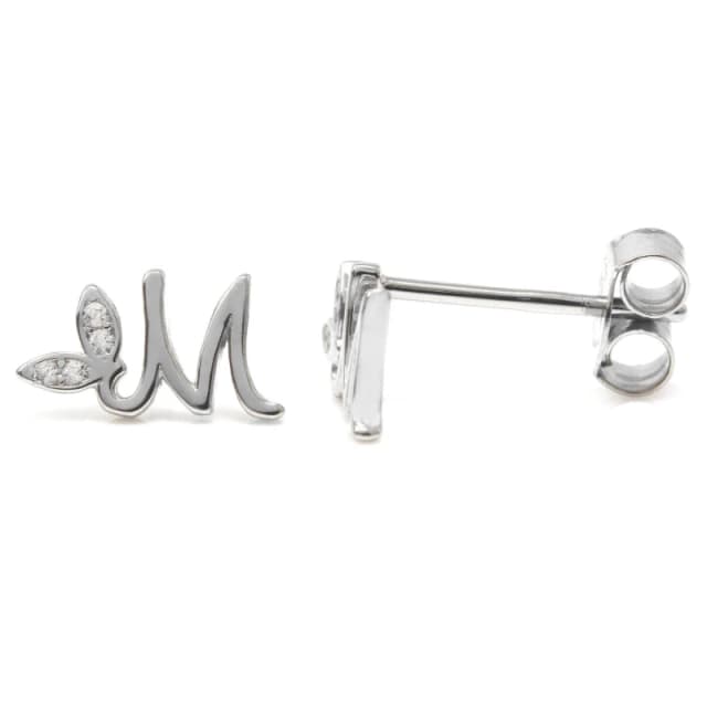Say It With Winged Initial Earring Pair - Sterling Silver - M Silver Unisex One Size