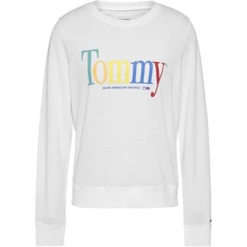Tommy Jeans Colour Logo Crew Sweatshirt - White YBR