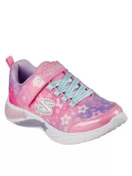 Skechers Girls Star Sparks Lighted Gore & Strap Trainer, Pink Multi, Size 10 Younger