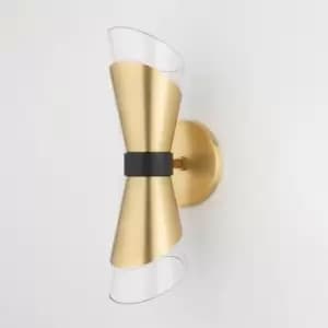 Angie 2 Light Wall Sconce Polished Nickel, Black, Glass