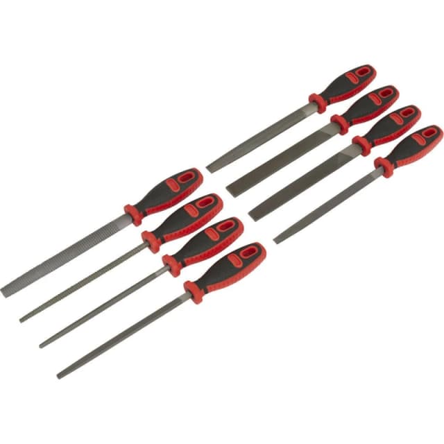Loops 8 Piece Engineers File & Wood Rasp Set - Double Cut - Medium-Coarse - Soft Grip Multi