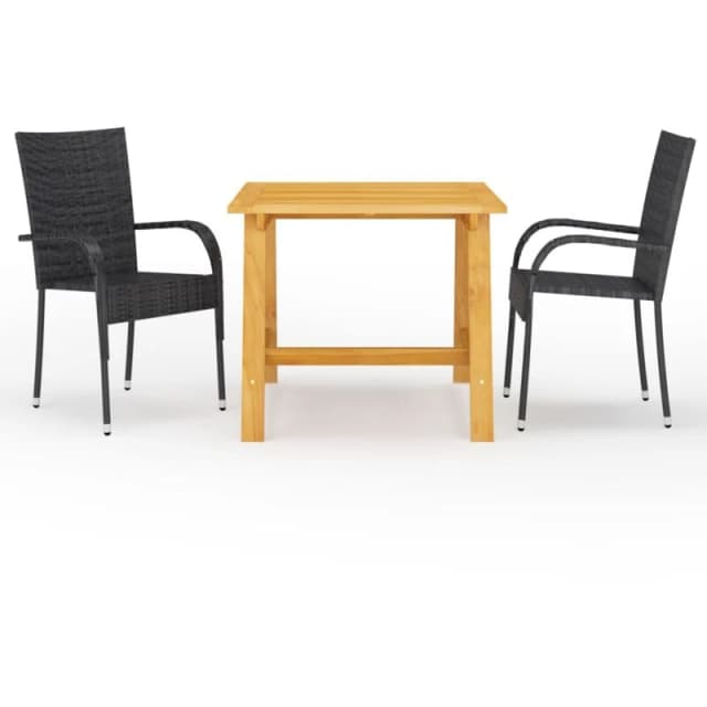 VIDAXL 3 Piece Garden Dining Set Black vidaXL 8720286335697