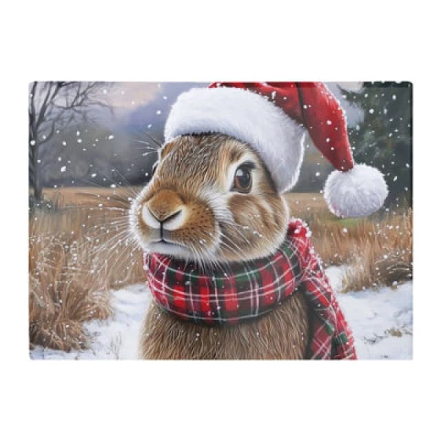 Warren Reed Designer Snowy Christmas Brown Rabbit Glass Chopping Board