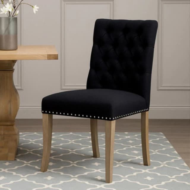 Premier Housewares Linen Dining Chair Black