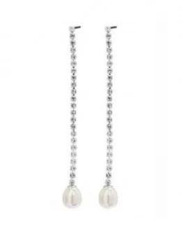 Mood Silver Plated Crystal Cupchain Baroque Pearl Drop Earrings
