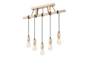Leon Industrial Bar Pendant Ceiling Light Natural, 5x E27