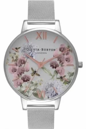 Ladies Olivia Burton Parlour Floral Print Mesh Watch OB16PL34