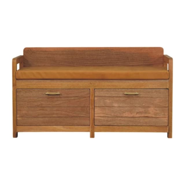 Artisan Furniture Artisan Furniture Solid Wood Oxford Oak-ish Storage Bench, 2 Drawers, Light Brown