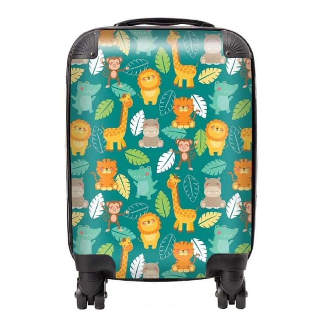 Warren Reed - Designer Jungle Animals Suitcase in Green Size: Small Green Unisex Small