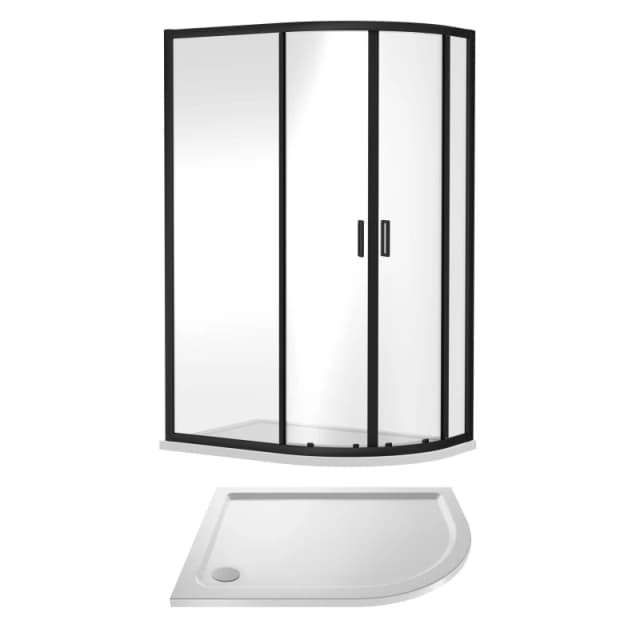Balterley Offset Quadrant Shower Enclosure Tray Right Hand 1200x800mm Black White