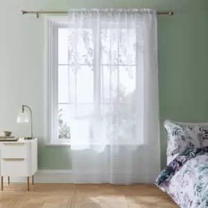 Wisteria Floral Slot Top Curtain Panel, White, 55 x 54" - Catherine Lansfield