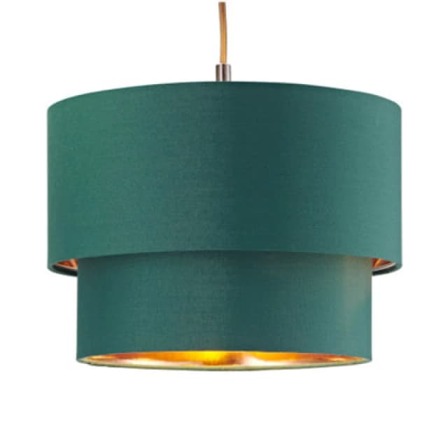 Happy Homewares Modern 10 Forest Green Cotton Double Tier Ceiling Shade With Shiny Copper Inner