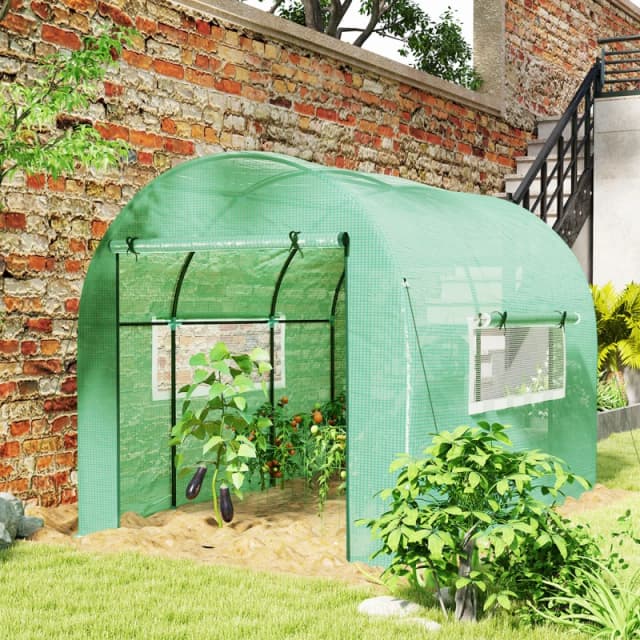 Outsunny Polytunnel Greenhouse with UV-resistant PE Cover, Grow House, 3 x 2 x 2m Green