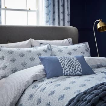 Fable Blue Cotton 'Fleur' Duvet Cover Set - double