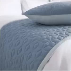 Belledorm Panama Quilted Bed Runner (One Size) (Duck Egg/Storm)