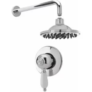 Nuie - Edwardian Round Manual Concealed Shower Valve with Fixed Head and Arm - Chrome