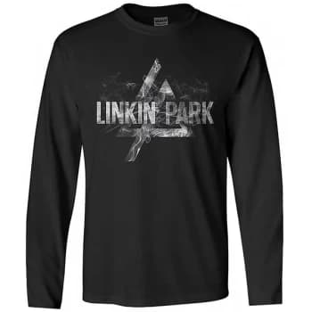 Linkin Park - Smoke Logo Unisex Large T-Shirt - Black
