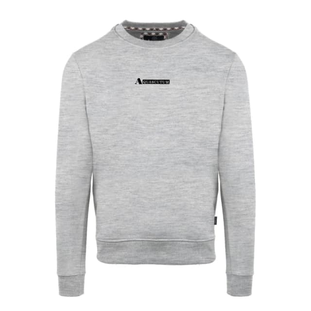 Aquascutum Mens Round Neck Crew Sweatshirt - Grey Male S
