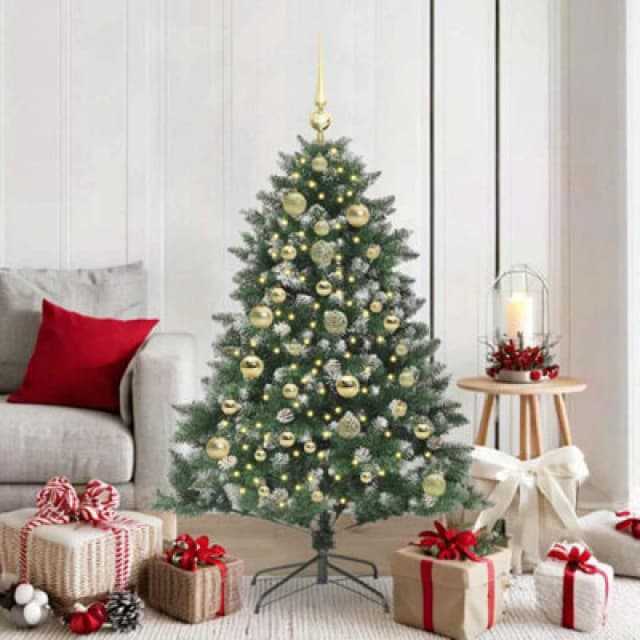 vidaXL Artificial Christmas Tree with Stand, Gold Balls Green 105 x 105 x 150 cm, Green 3395225