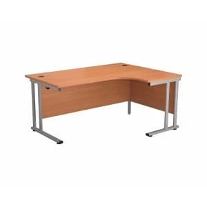 TC Office Start Silver Cantilever Frame Right Hand Crescent Desk 1600x1200mm, Beech