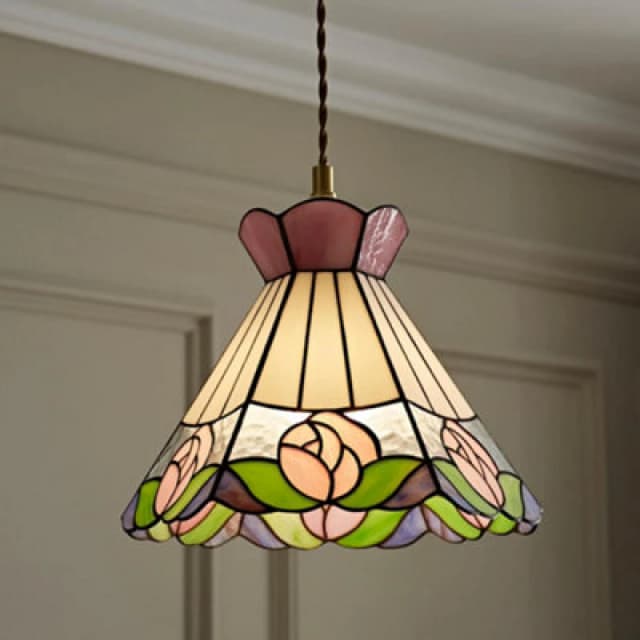 ValueLights ValueLights Evelyn Tiffany Rose Glass Easy Fit Ceiling Pendant Light Lamp Shade Multi One Size Unisex 5016529273790
