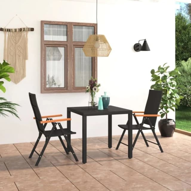 VIDAXL 3 Piece Garden Dining Set Black and Brown Vidaxl 8720286228487