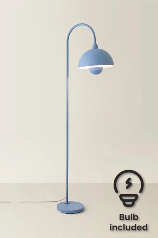 ValueLights ValueLights Tilly Pastel Arched Dome Shade Metal Floor Lamp with LED Bulb in Blue Blue One Size Unisex 5059406065866