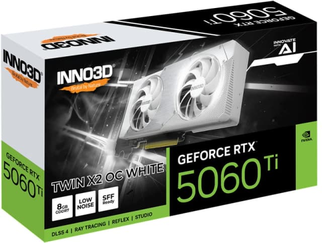 Inno3D GeForce RTX 5060 Ti Twin X2 OC White 8GB GDDR7 PCI-Express Graphics Card - N506T2-08D7X-193075W