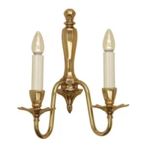 Asquith 2 Light Indoor Twin Candle Wall Light Solid Brass, E14