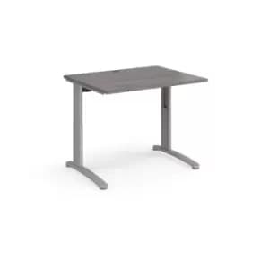 Dams TR10 height settable straight desk 1000mm x 800mm - silver frame, grey oak