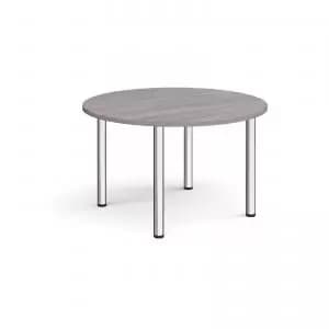 Circular chrome radial leg meeting table 1200mm - grey oak