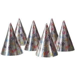 Party Hats Silver (Pack Of 6)