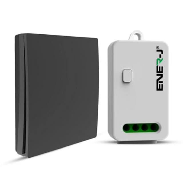 Ener-J 1 Gang Wireless Kinetic Switch, Black + 500W Rf Receiver