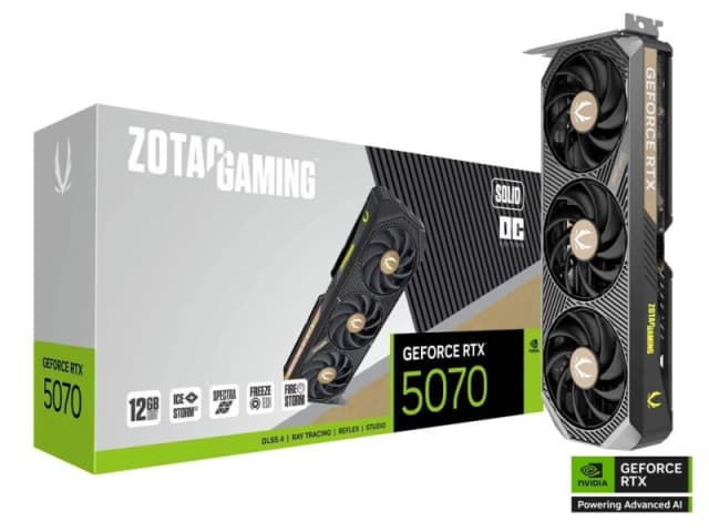 ZOTAC GAMING GeForce RTX 5070 SOLID OC 12GB GDDR7 Graphics Card - ZT-B50700J-10P