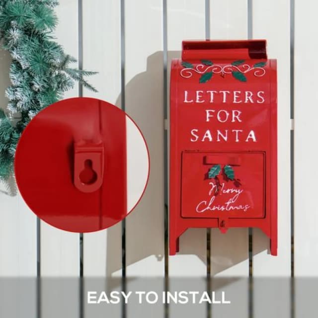HOMCOM HOMCOM Christmas Post Box Freestanding or Wall Mounted for Xmas Decoration