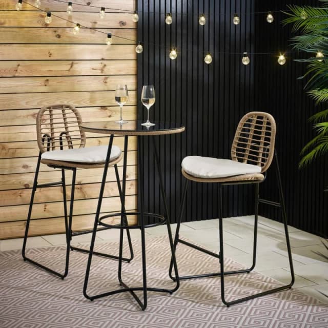 FurnitureboxUK FurnitureboxUK Belize Rattan Outdoor Bar Set with Cushions in Cream Cream One Size Unisex 5061064385361