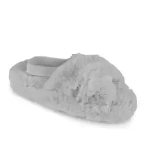 Slumberzzz Womens/Ladies Crossover Slippers (UK 5-6) (Grey)