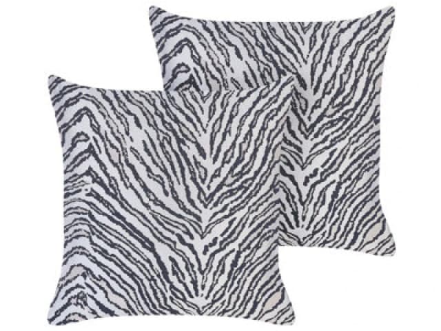 Beliani Set Of 2 Decorative Cushions Manetti 45 X 45cm Black/ White Animal Pattern