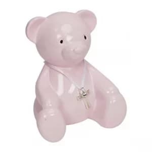 Bambino Pink Metal Teddy Bear Money Box
