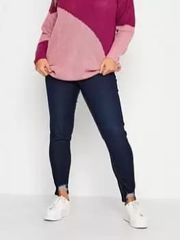 Yours Distressed Hem Jeggings - Indigo Blue Size 18, Women