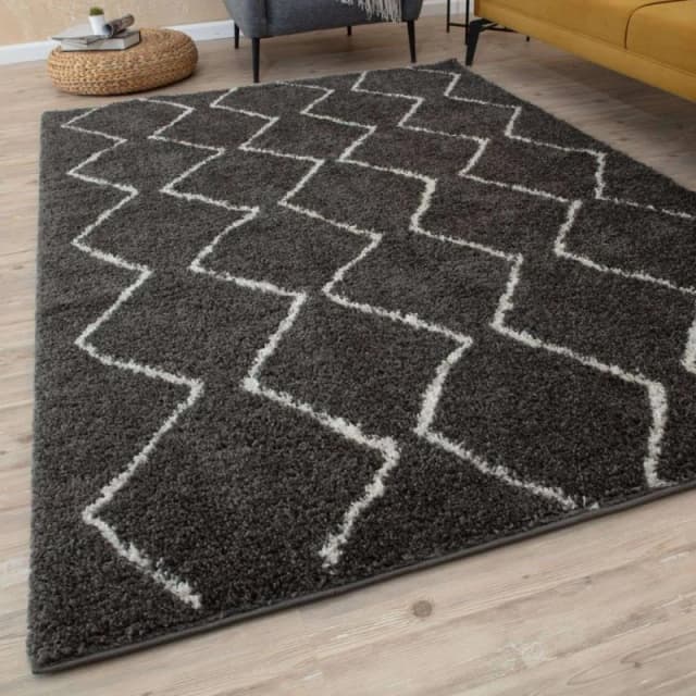 THE RUGS Soft Moroccan High Pile Shaggy Rugs & Runners Dark Grey Living Room Size: 80cm x 300cm Dark Grey Unisex 80cm x 300 cm