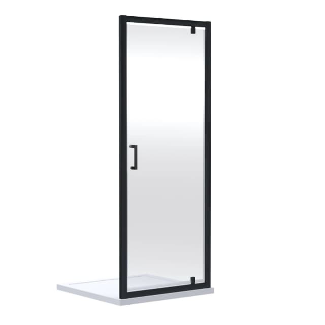 Balterley 6mm Glass Reversible Pivot Shower Door 1900 x 760mm Matt Black Unisex