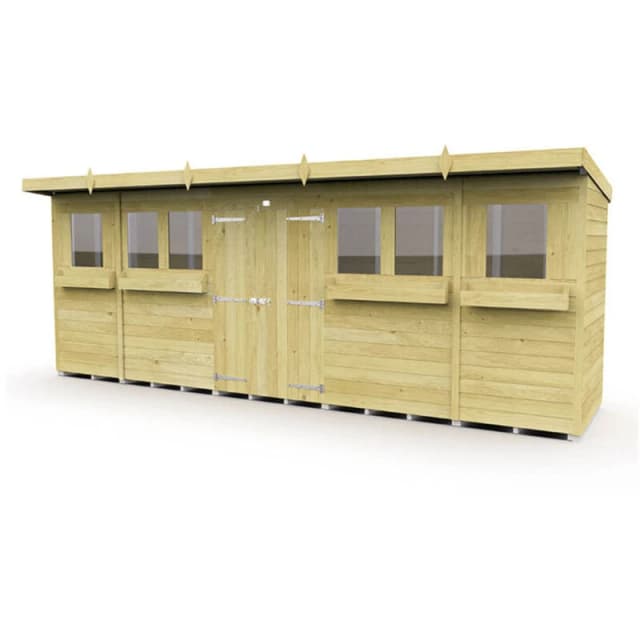 Flat Pack Sheds DIY Sheds 20 x 4 Pent Summer Shed, Brown 20X4PSSFF