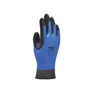 Latex Coated Gloves, Mechanical Hazard, Black/Blue, Size 7