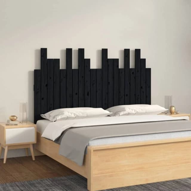 Vidaxl Wall Headboard Black 127.5X3X80 Cm Solid Wood Pine, Black 824792