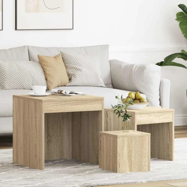 VIDAXL Nesting Tables 3 pcs Sonoma Oak Engineered Wood Vidaxl 8720286611357