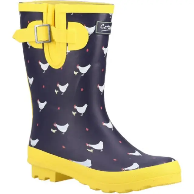 Cotswold Womens Farmyard Mid Short Wellies Wellington Boots - UK 7 Blue female GDE2812CHI7